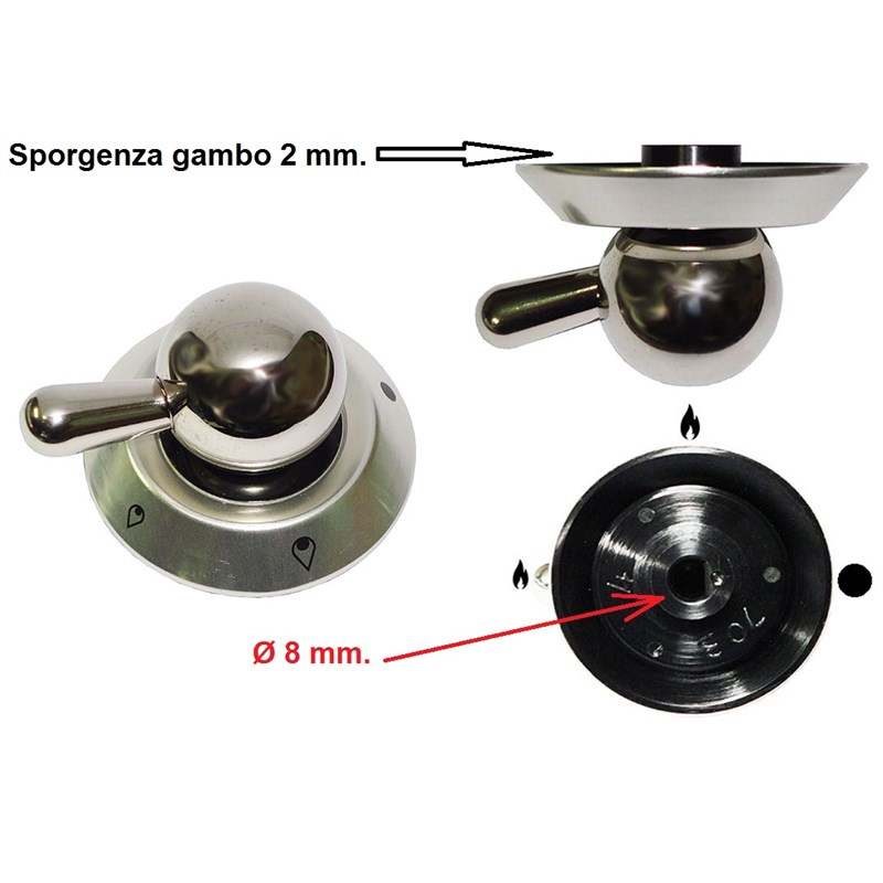 RYELDOM Kit 4 Manopole Cucina Compatibili Rex Electrolux – Manopole Piano Cottura Nere Attacco 6 mm, Ricambio Cucina Gas