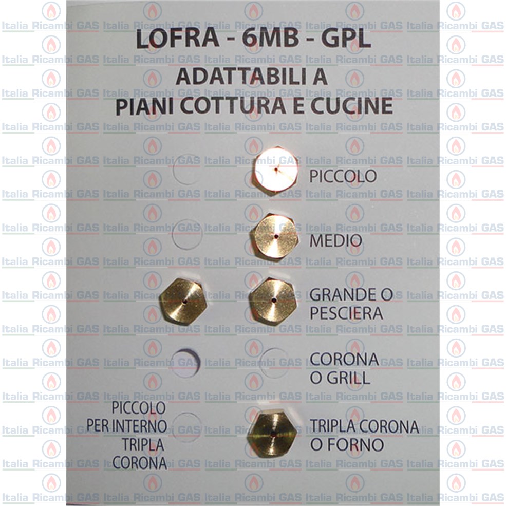 Serie ugelli piano cottura cucina a gas Lofra 5 Fuochi+ Forno Gas GPL passo  6MB