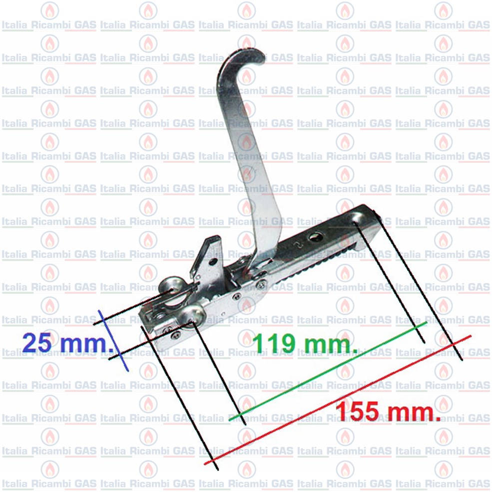 Kit Cerniere Per Porta Forno Gasfire Smalvic | 2 Cerniere 155x21 Mm Con Portarulli | Per Porte Con Doppio Vetro