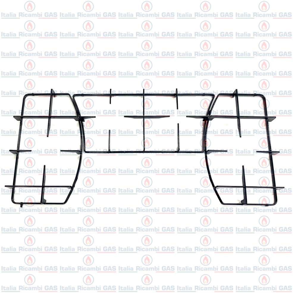 Kit 2 Griglie In Ferro Smaltato Nero Lucido Per Piano Cottura, 454 X 245 Mm, Compatibili Nardi P3653/KIT, Prodotto Alternativo Made In Italy